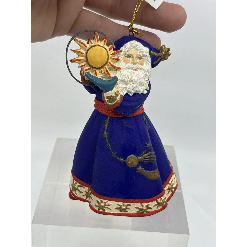 Resin Wizard Sun Solstice Blue Cloak Santa Christmas Ornament W Tags